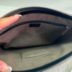 Gucci Guccissima Signature Medium Flat Messenger Bag Black