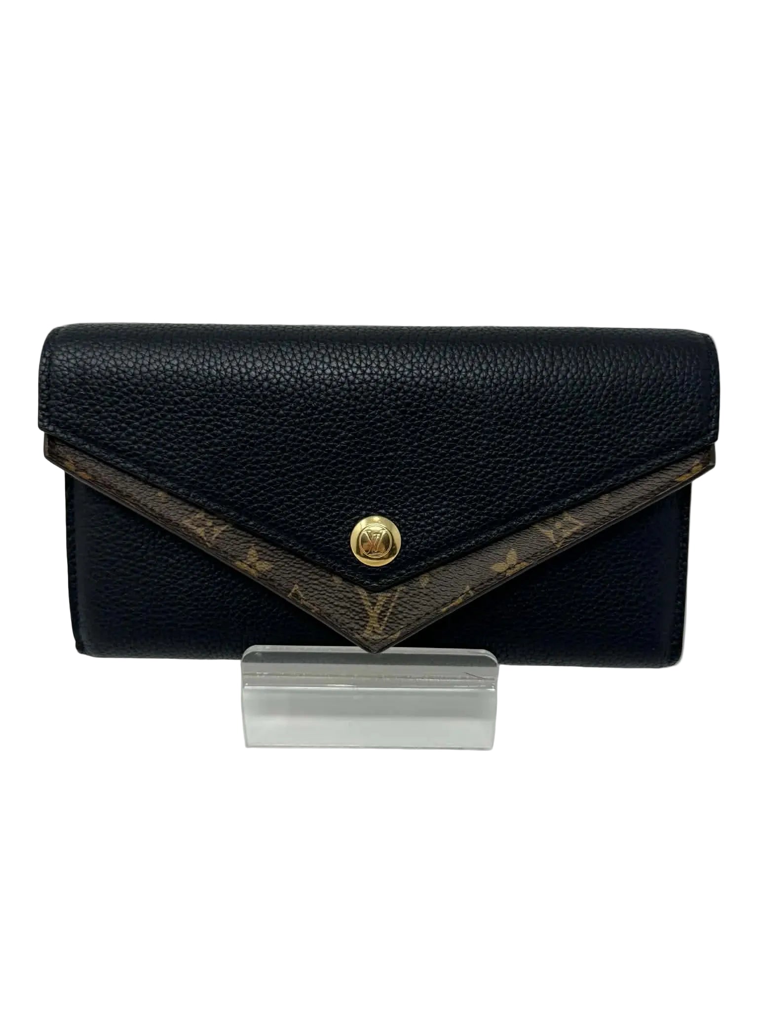 Louis Vuitton Monogram/Black Portefeuille Double V Long Bifold Wallet