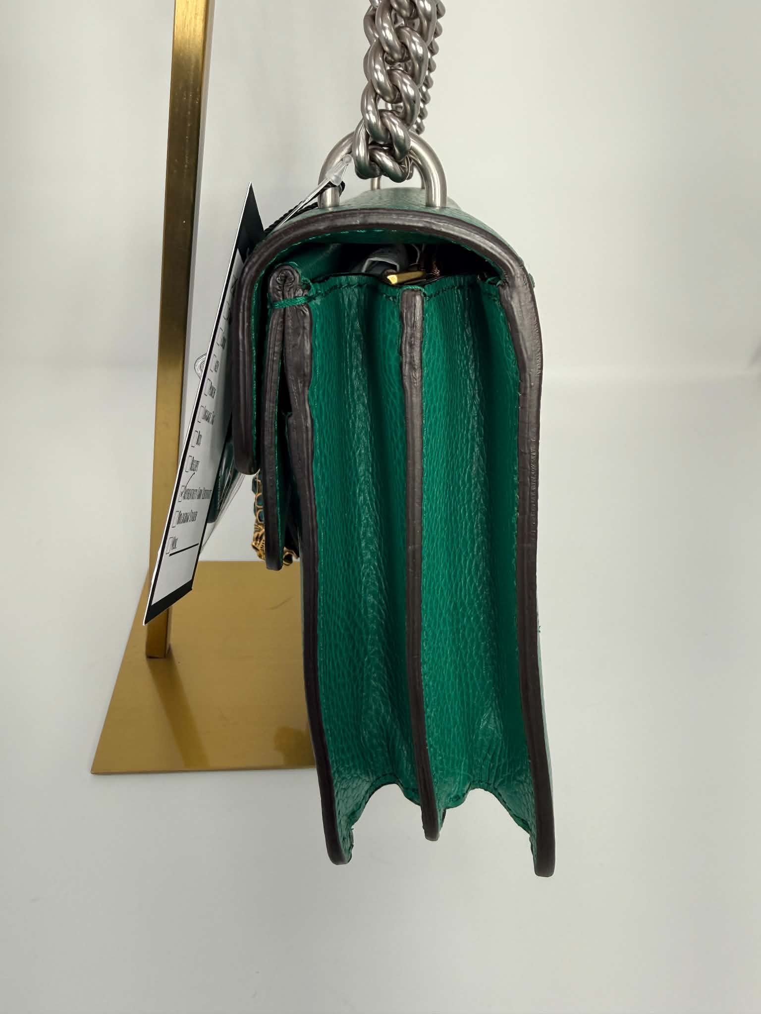 Gucci Dollar Calfskin Crystal Small Dionysus Shoulder Bag Emerald