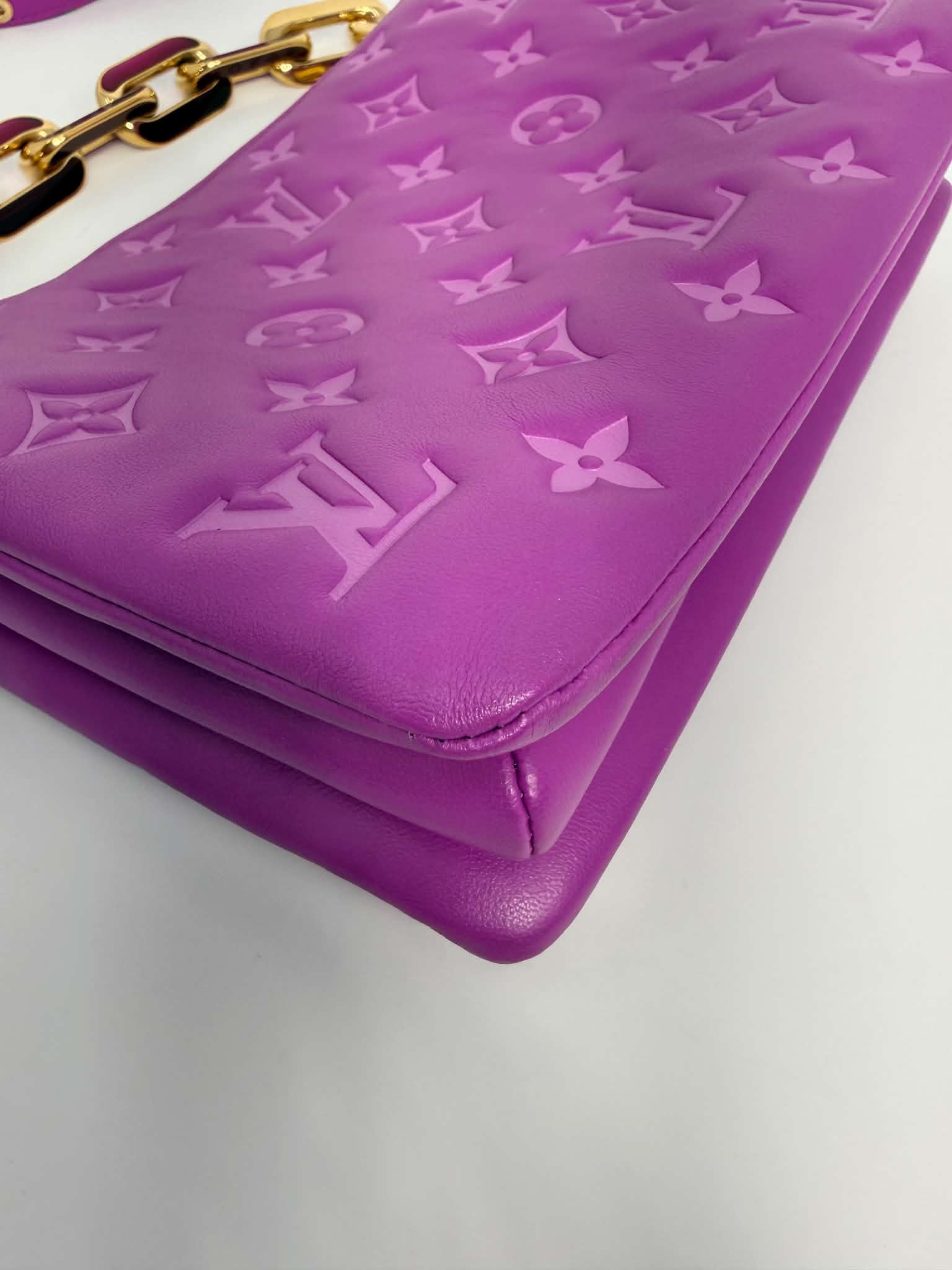 Louis Vuitton Lambskin Embossed Monogram Coussin BB Orchid