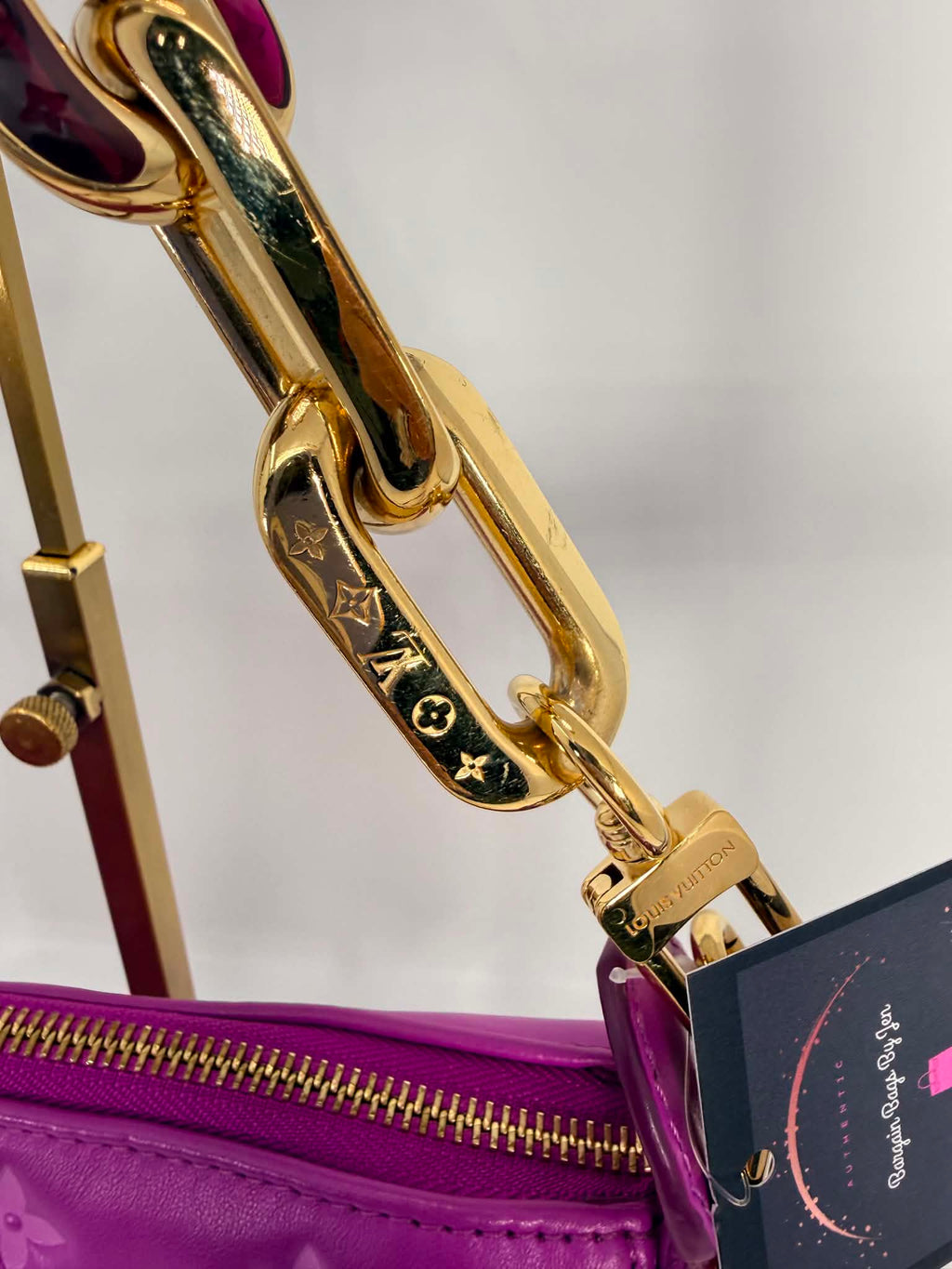 Louis Vuitton Lambskin Embossed Monogram Coussin BB Orchid