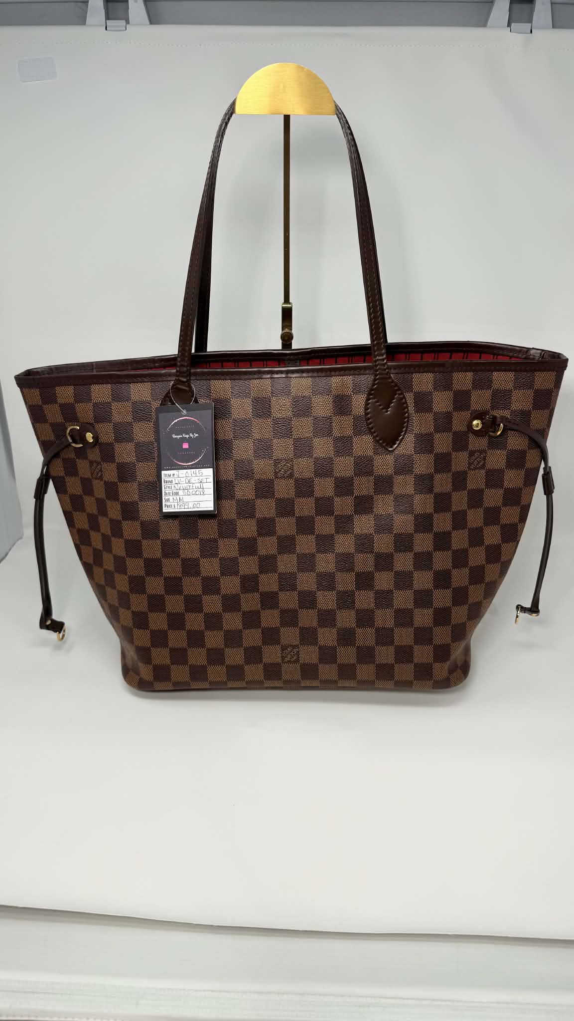 Louis Vuitton Neverful MM Damier Ebene Set with Pouch