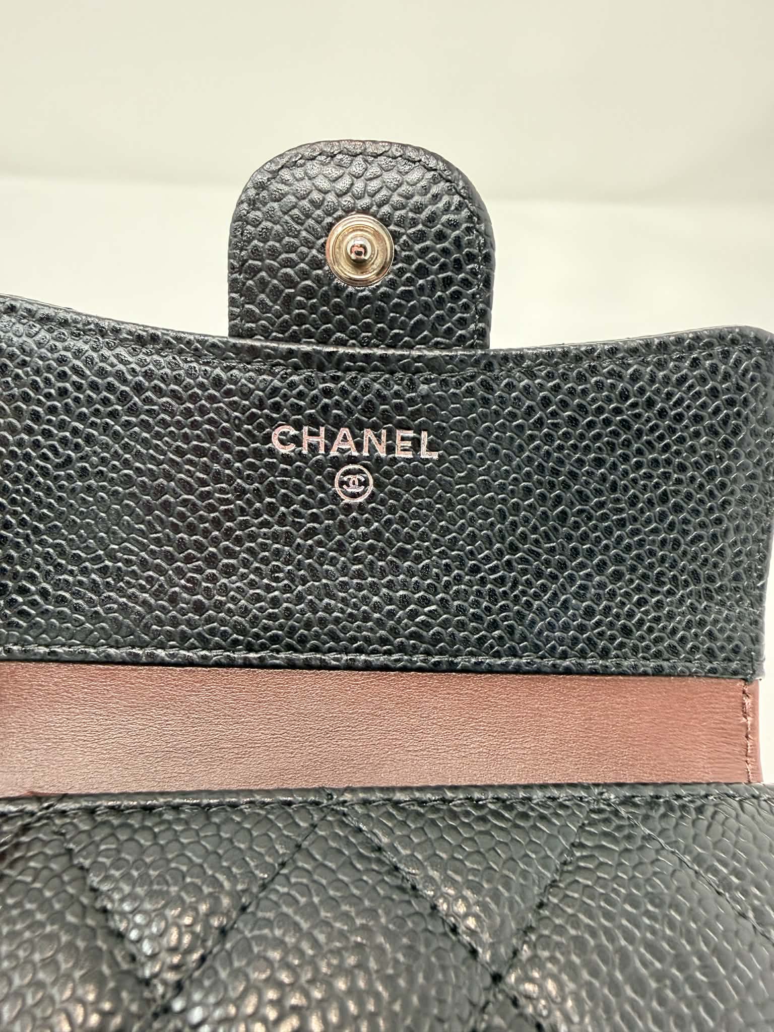 Chanel Caviar Quilted Compact Flap Wallet Black