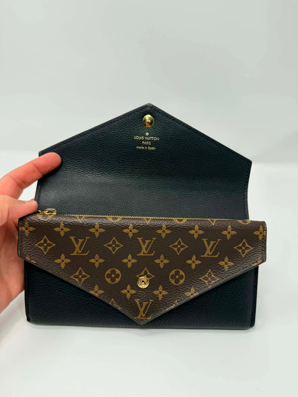 Louis Vuitton Monogram/Black Portefeuille Double V Long Bifold Wallet