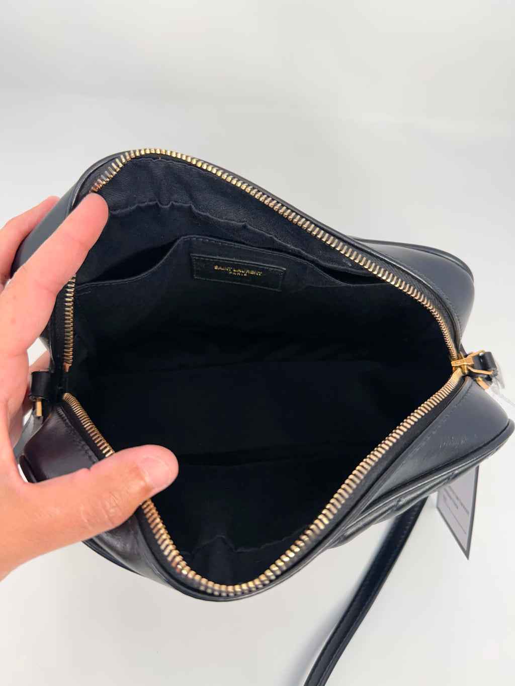 Saint Laurent Calfskin Matelasse Monogram Lou Camera Bag Black