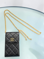 Chanel Quilted Lacquered Chain Phone Holder in Lambskin