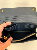 Prada Tessuto Saffiano Triangle Logo Continental Flap Travel Wallet Black