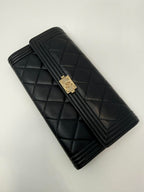 Chanel Boy Flap Long Wallet in Smooth Lambskin