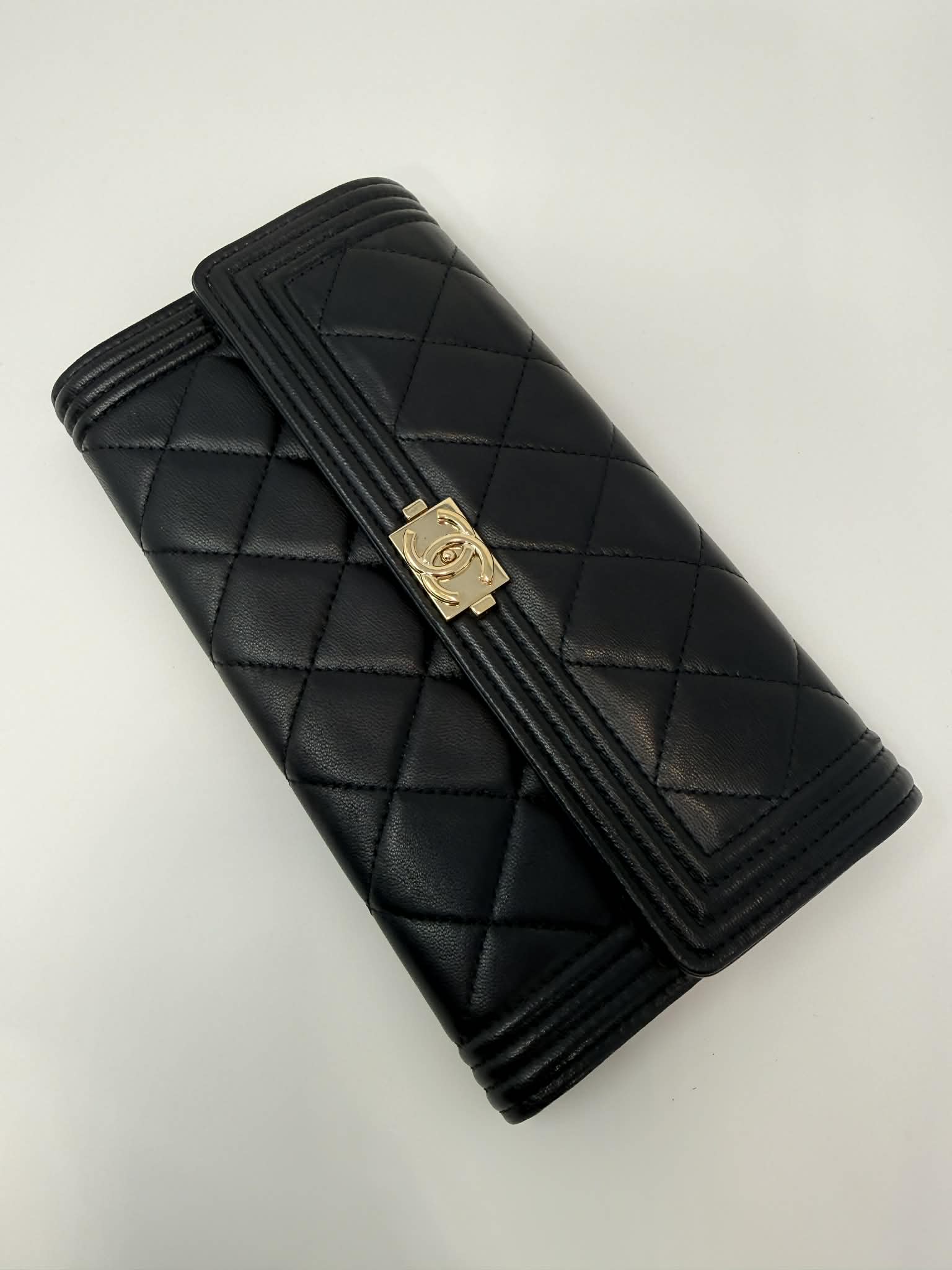 Chanel Boy Flap Long Wallet in Smooth Lambskin