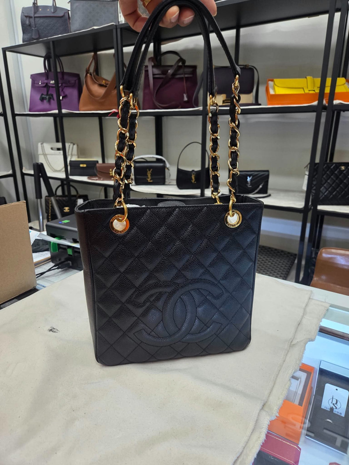 Chanel Petite Shopping Tote Quilted Caviar