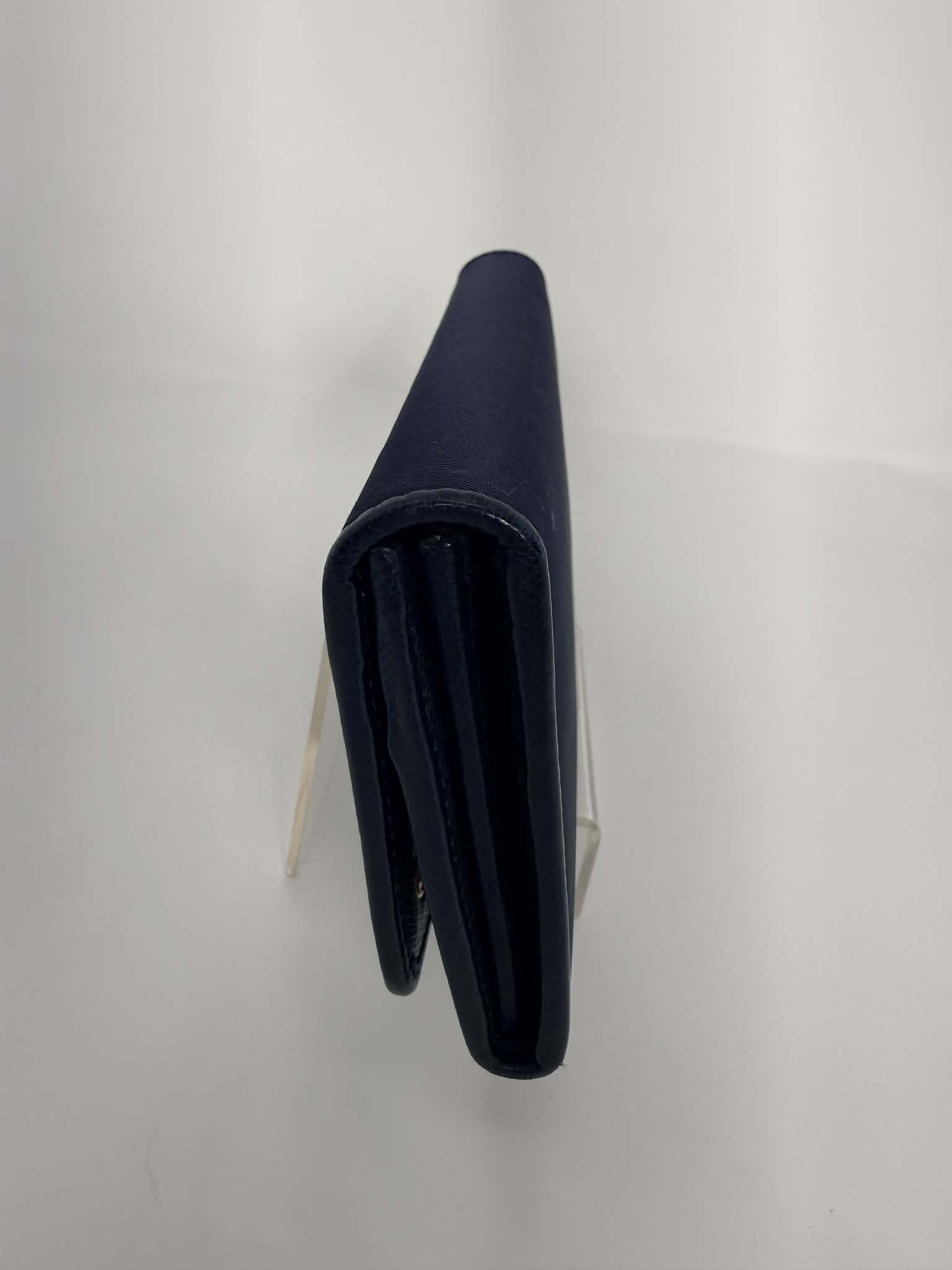 Prada Tessuto Saffiano Triangle Logo Continental Flap Travel Wallet Black