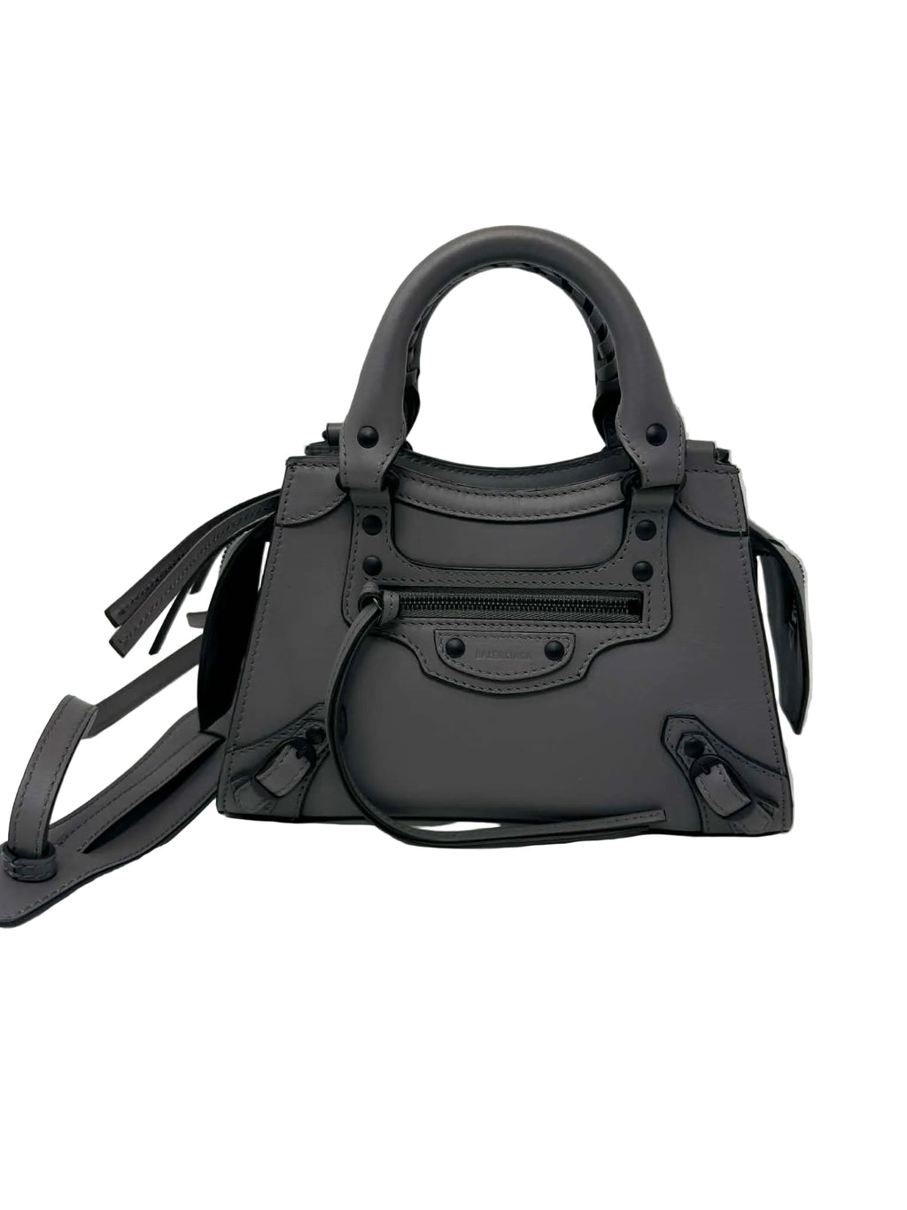 Balenciaga Smooth Calfskin Neo Classic Silver Hardware Mini City Grey