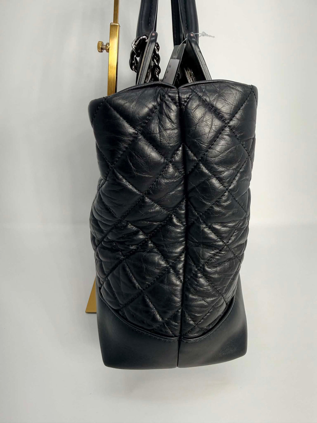 Chanel Aged Calfskin Quilted Be CC Tote Black