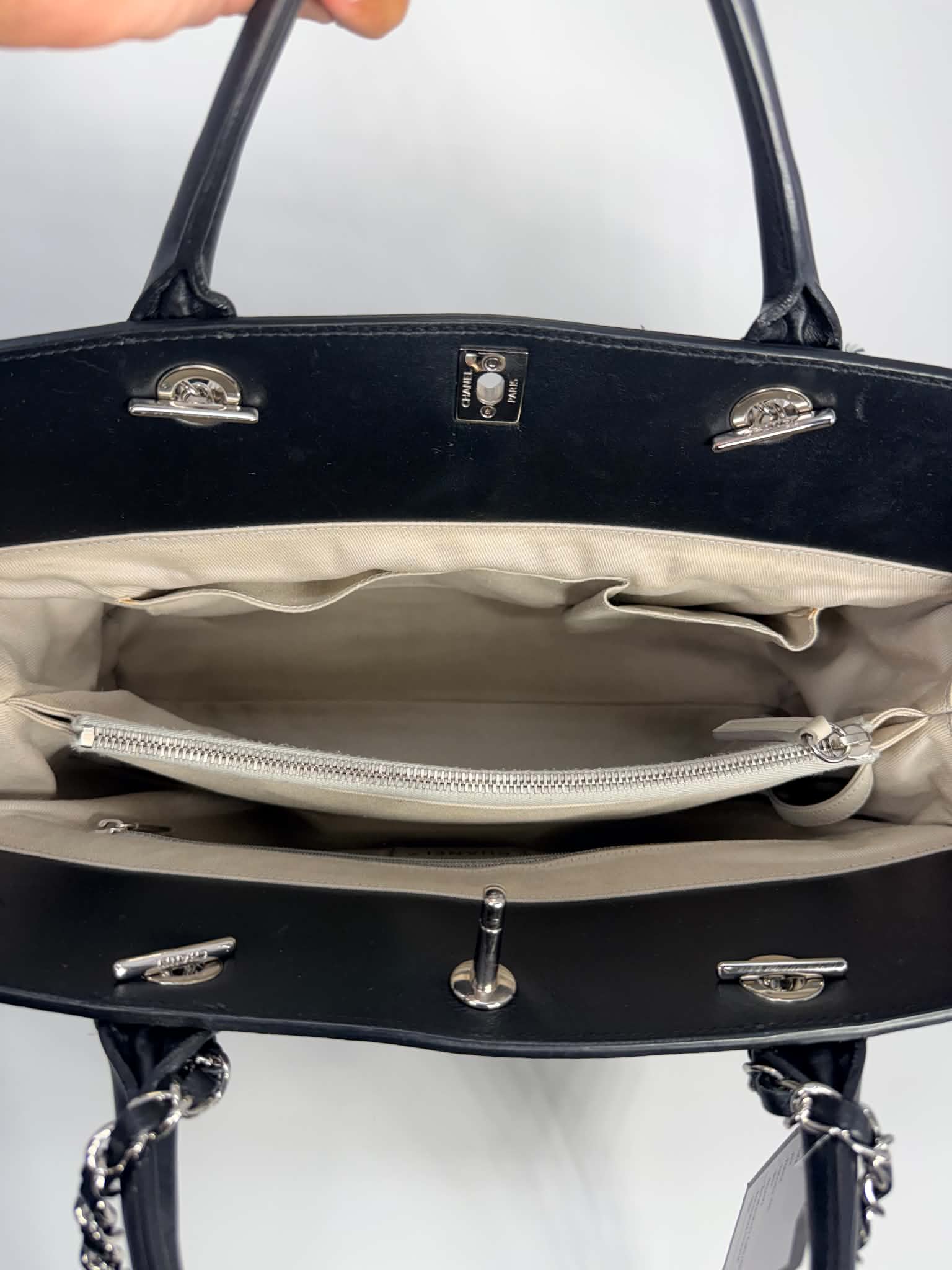 Chanel Aged Calfskin Quilted Be CC Tote Black