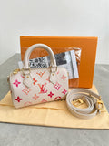 Louis Vuitton Nano Speedy Sunrise Aquarelle Limited Edition Ivory w/pink logo