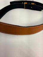 Hermes Reversible Belt Black/Brown Gold Size 80 Tan