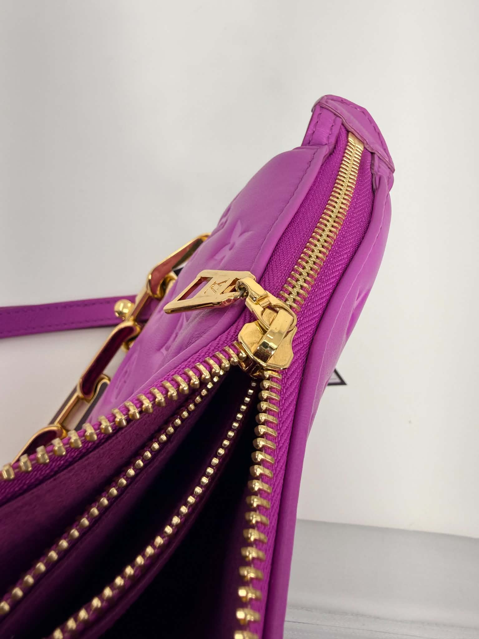 Louis Vuitton Lambskin Embossed Monogram Coussin BB Orchid