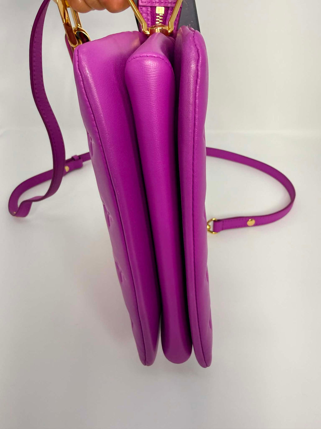 Louis Vuitton Lambskin Embossed Monogram Coussin BB Orchid