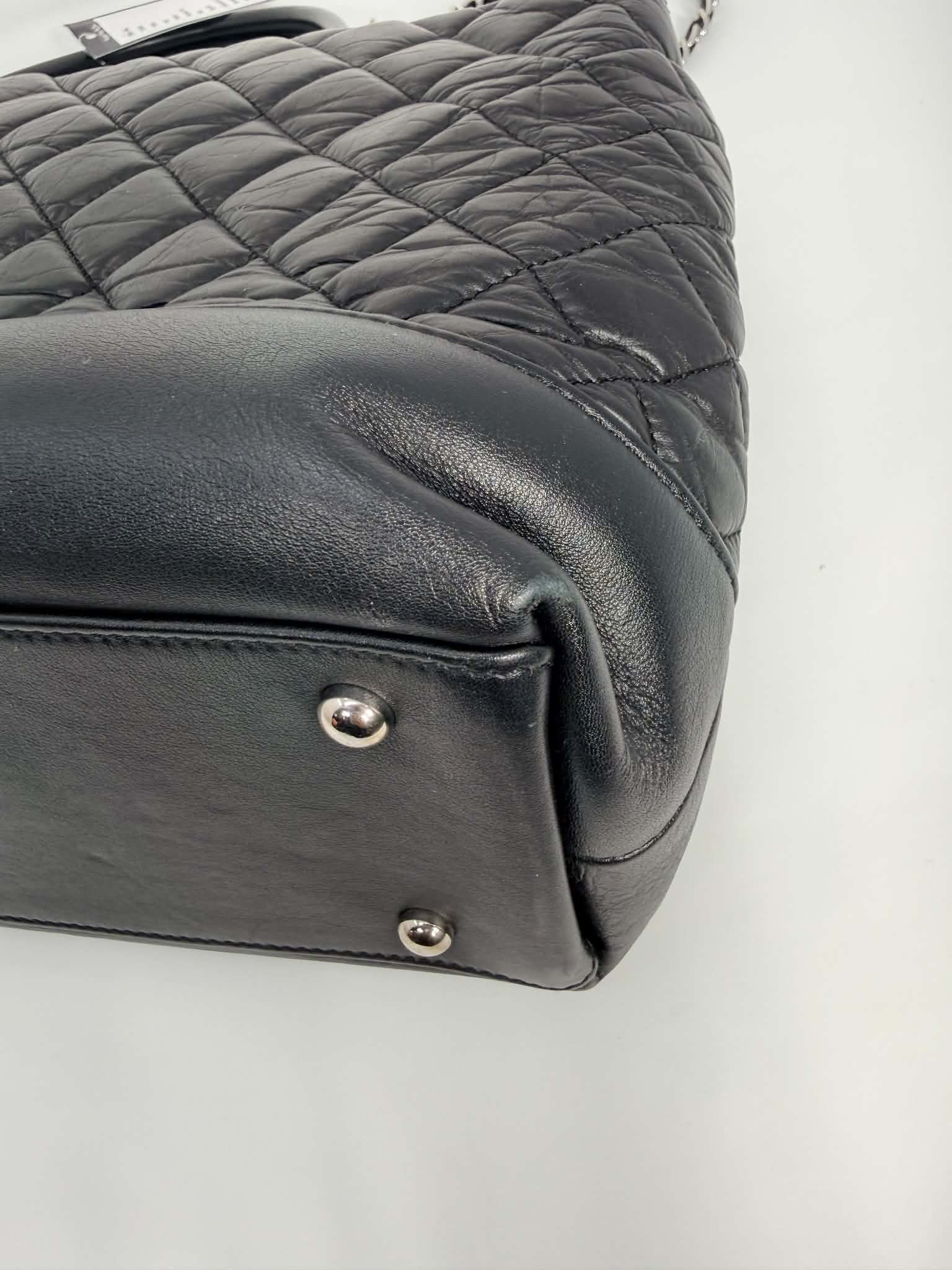 Chanel Aged Calfskin Quilted Be CC Tote Black
