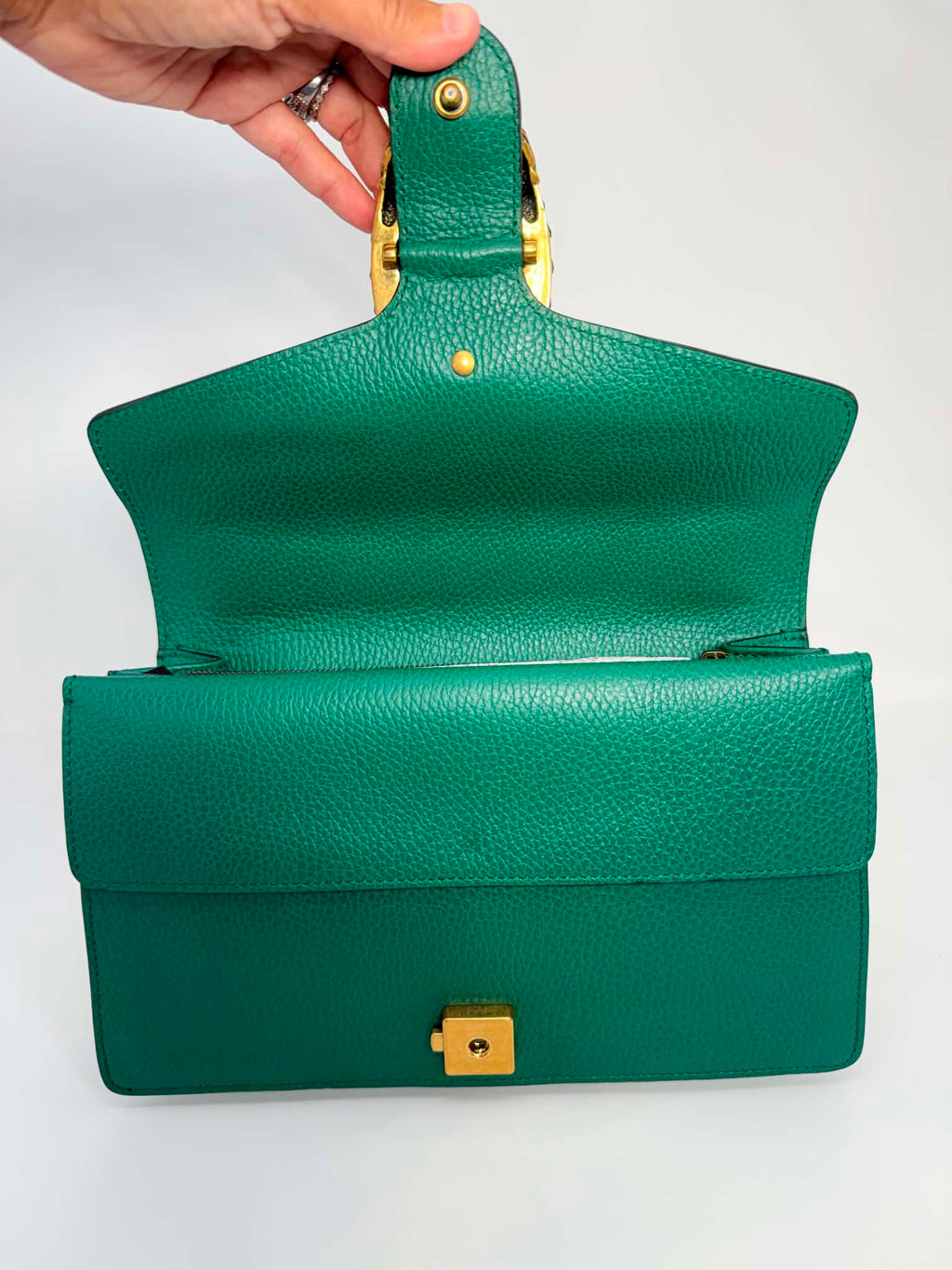 Gucci Dollar Calfskin Crystal Small Dionysus Shoulder Bag Emerald