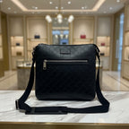 Gucci Guccissima Signature Medium Flat Messenger Bag Black