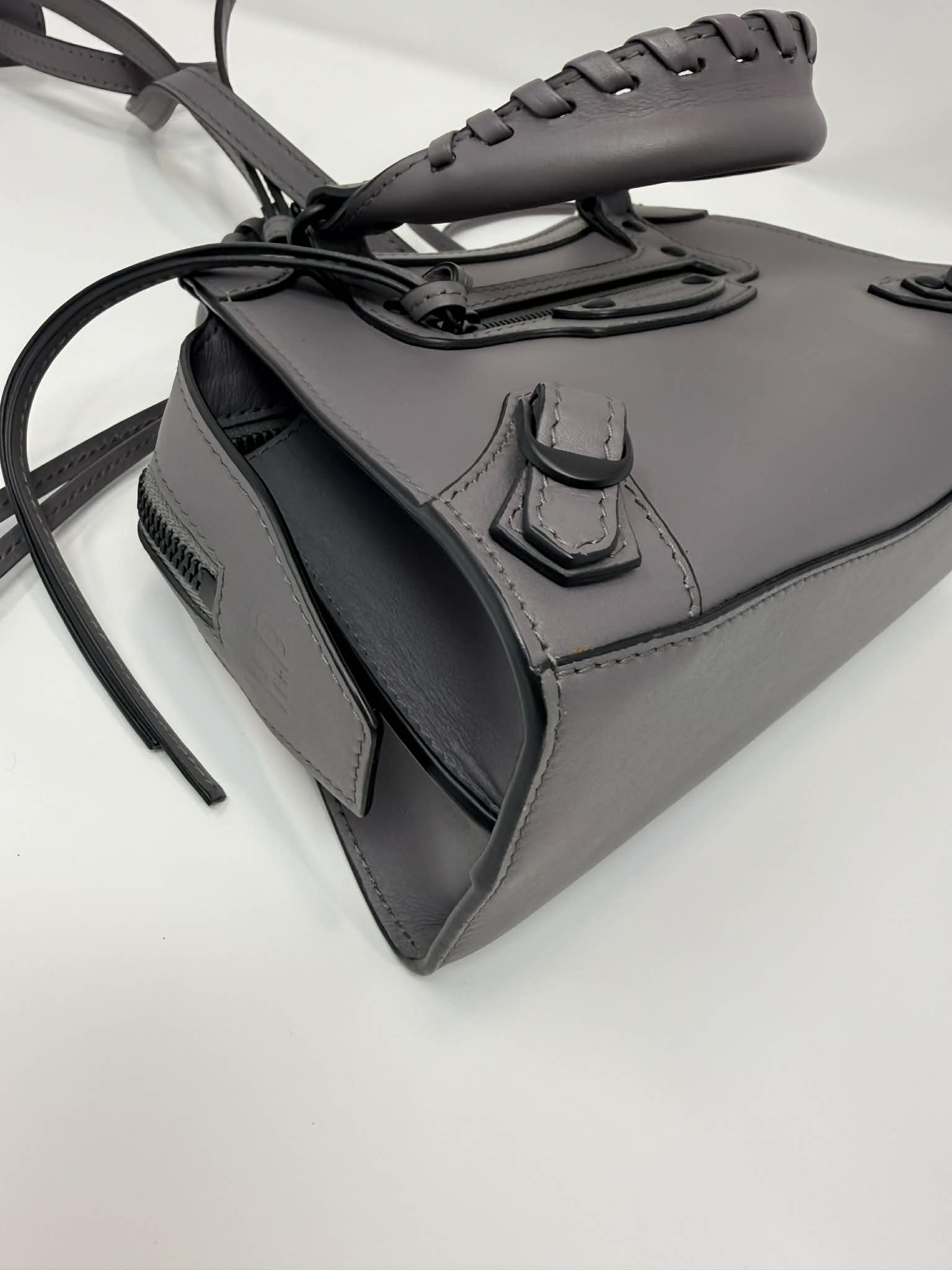 Balenciaga Smooth Calfskin Neo Classic Silver Hardware Mini City Grey