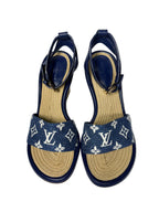 Louis Vuitton Monogram Denim Wedge Sandal 37 1/2