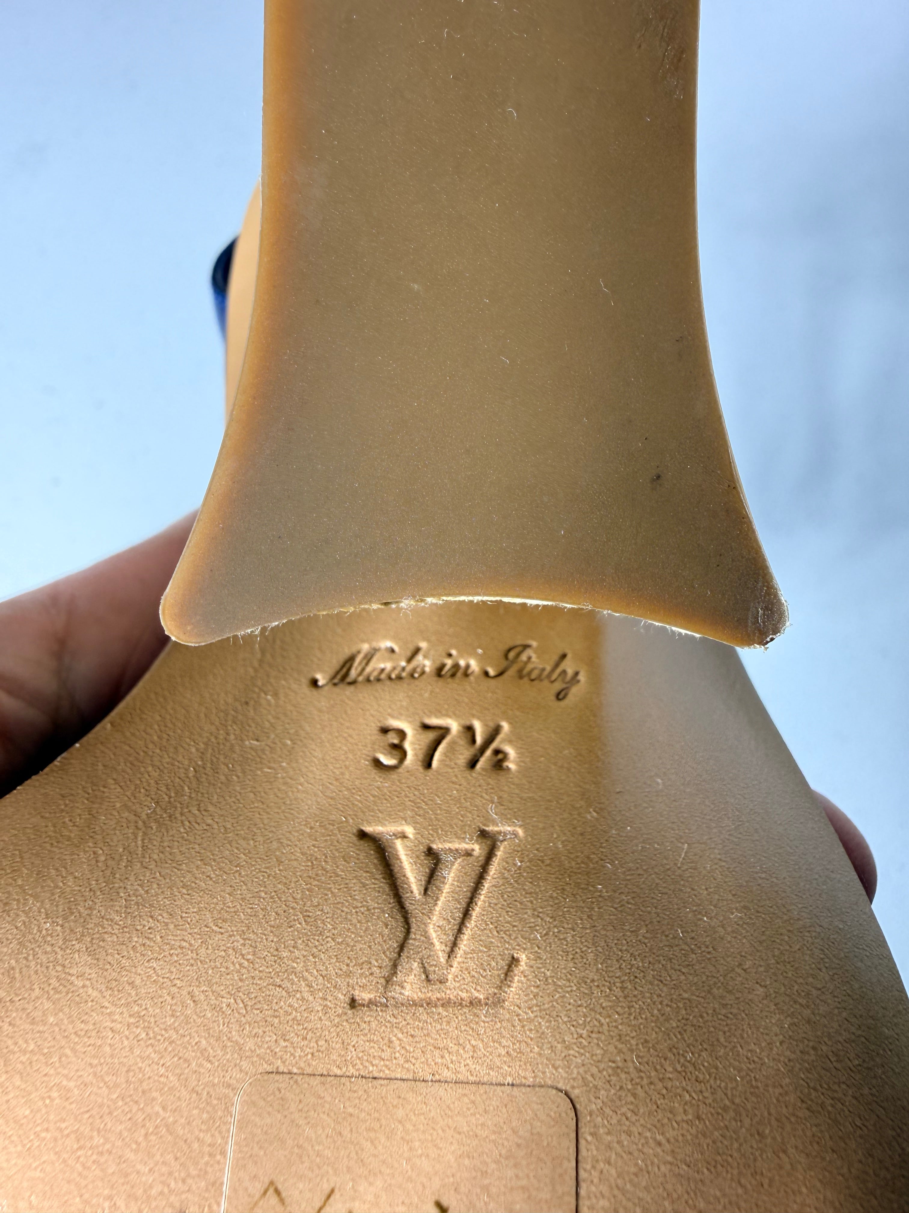 Louis Vuitton Monogram Denim Wedge Sandal 37 1/2