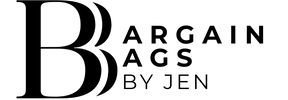 Logo of Bargain Bags by Jen in black on a transparent background