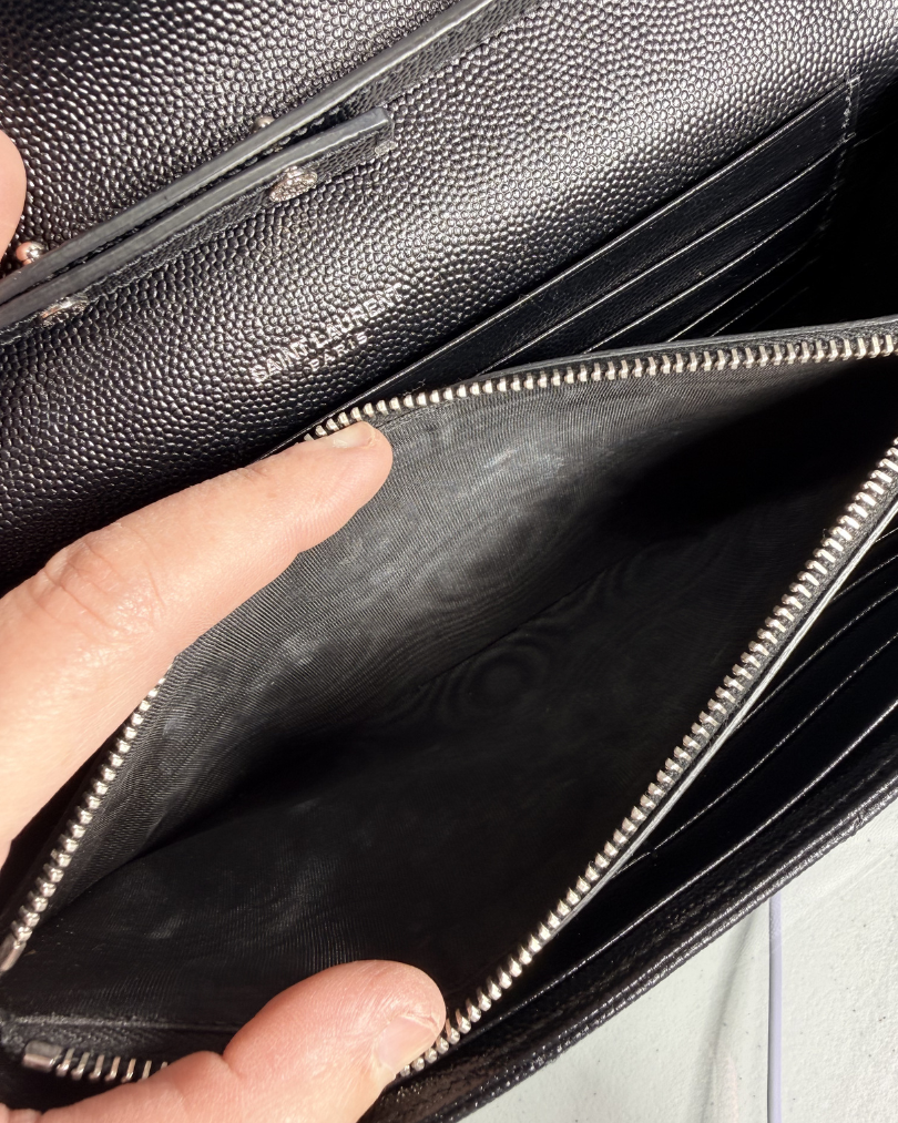 YSL Matelasse Chevron WOC Black