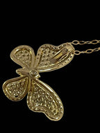 Butterfily Gold and Diamond Pendant and Chain 18K Yellow Gold
