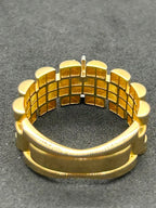 Bold Crown Ring- Two Tone 18k Yellow Gold Size 8