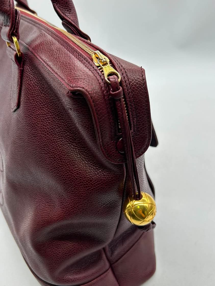 Chanel Vintage CC Pocket Tote Caviar Bordeaux