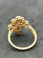 Baguette Cut Cluster Diamond and 18k Yellow Gold Ring