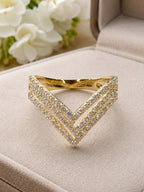 Triple V Diamond and 18K Yellow Gold Ring