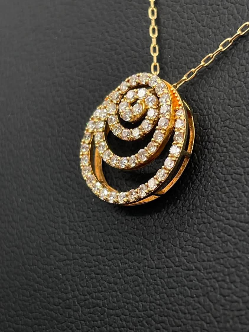 Diamond Spiral Necklace 18K Yellow Gold