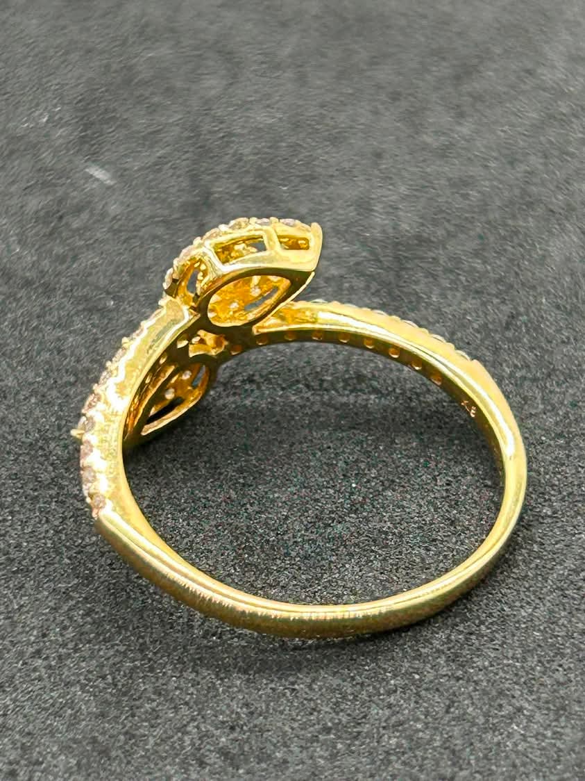 Bypass Diamond and 18K Yellow Gold Ring