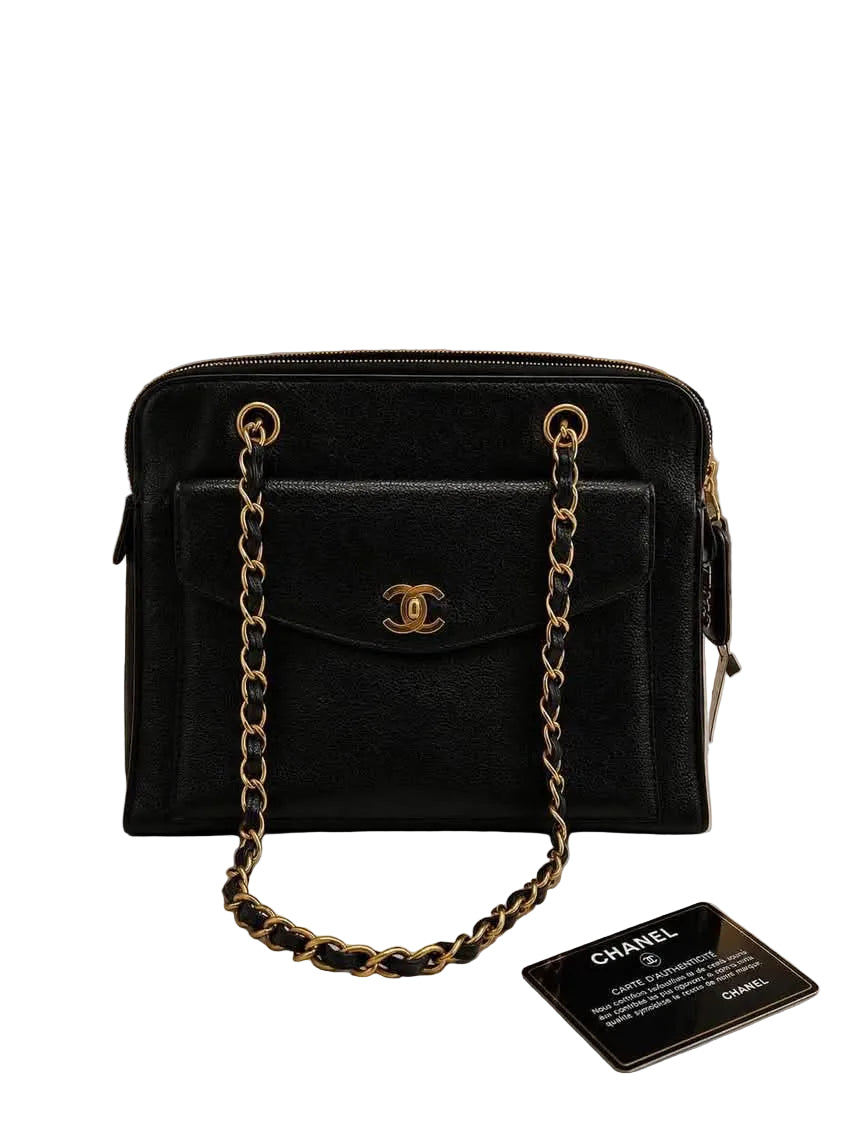 Chanel Caviar Flap Shoulder Bag Black