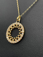 Round Diamond Wheel Necklace 18K Yellow Gold