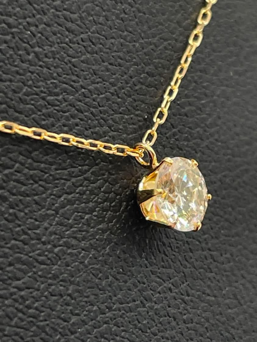 Solitaire Diamond Necklace with Chain 18K Yellow Gold