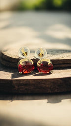 Red Garnet 18K Yellow Gold Earrings