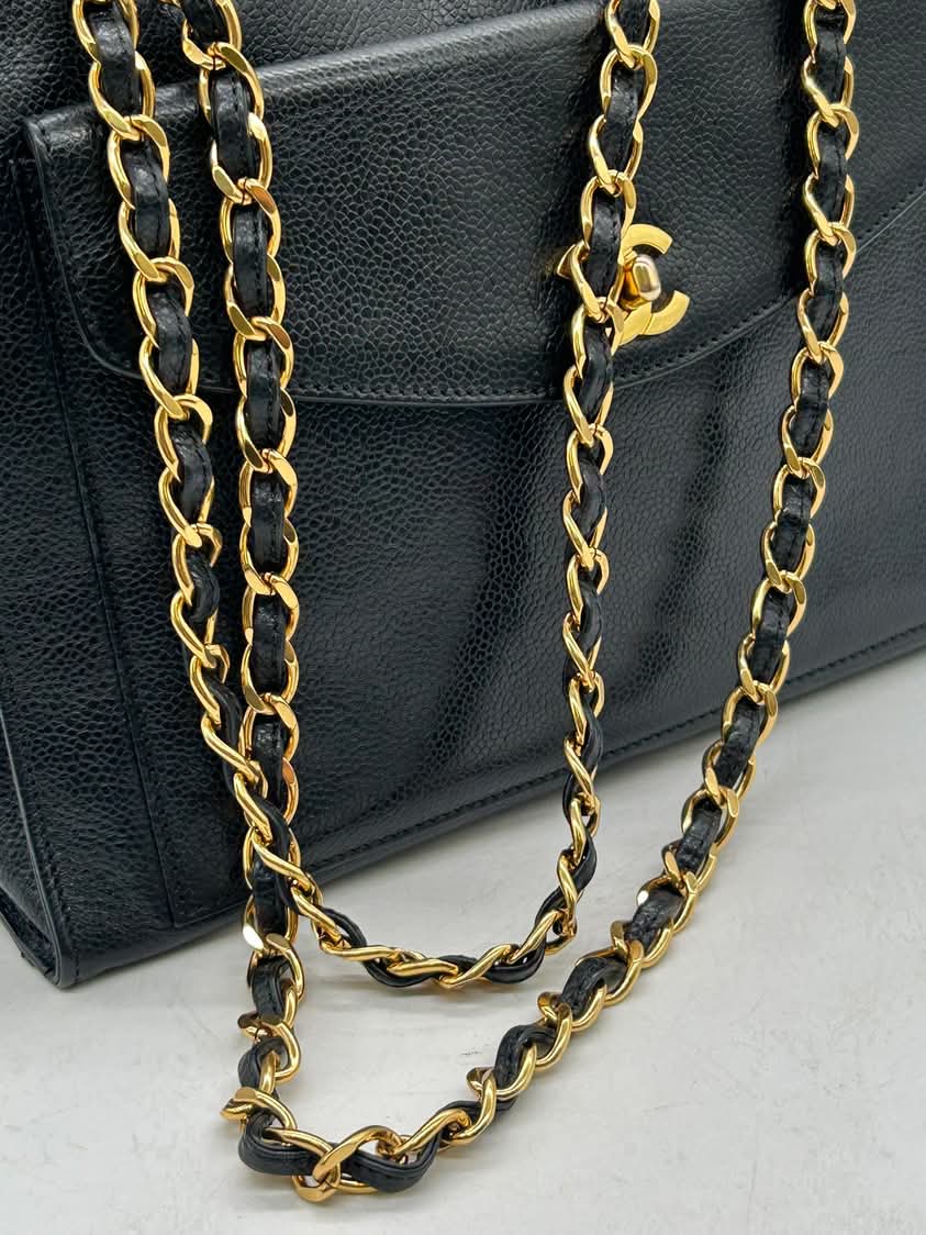 Chanel Caviar Flap Shoulder Bag Black