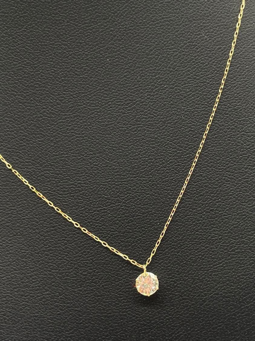 Solitaire Diamond Necklace with Chain 18K Yellow Gold