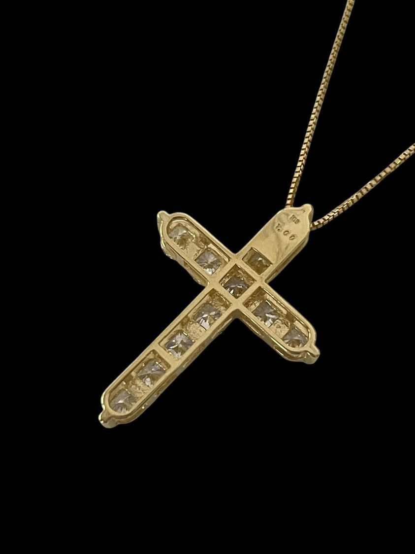 Gold and Diamond Cross with Chain