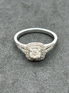 Diamond Halo Ring in 18K White Gold