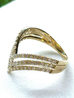 Triple V Diamond and 18K Yellow Gold Ring