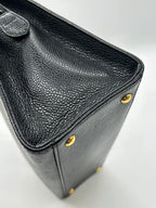Chanel Caviar Embroidered Logo Shoulder Bag Black