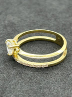 Diamond Heart Double Band Ring in 18K Yellow Gold