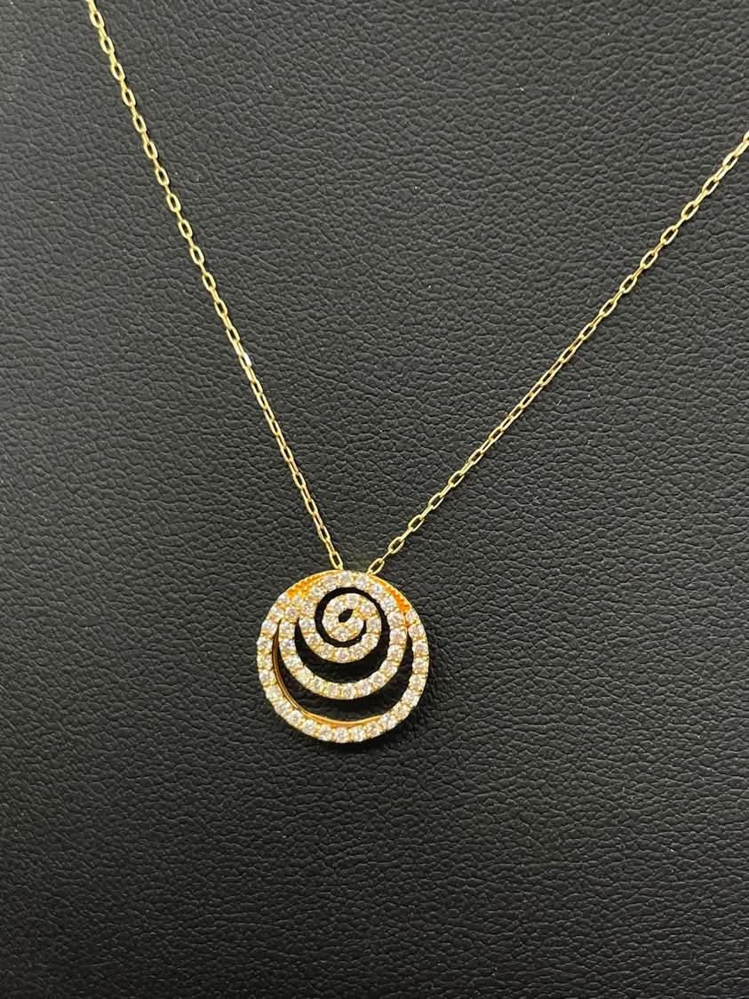 Diamond Spiral Necklace 18K Yellow Gold
