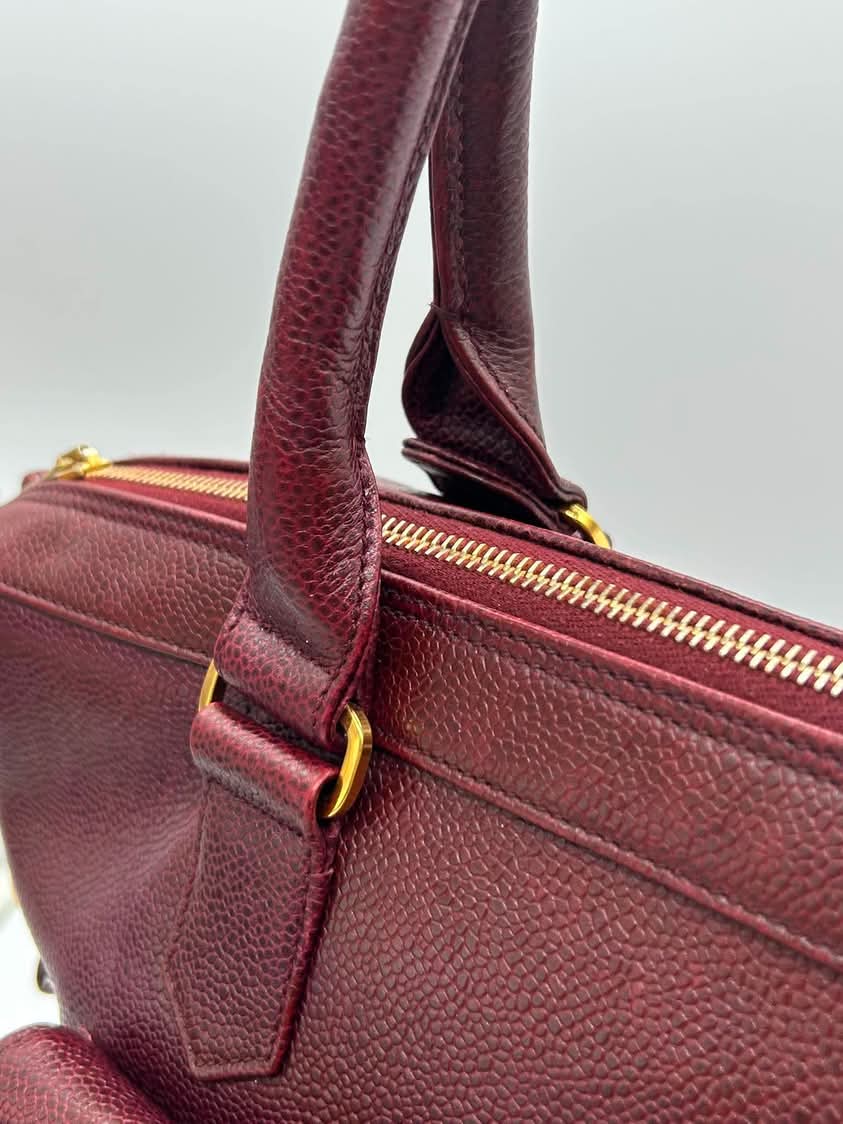 Chanel Vintage CC Pocket Tote Caviar Bordeaux